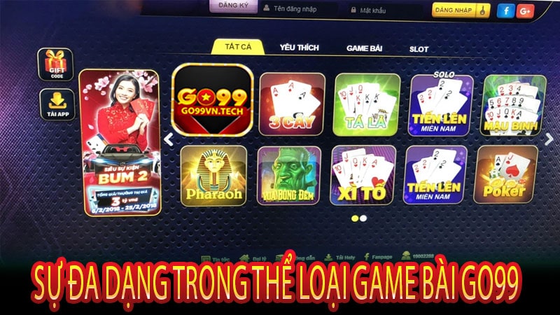 Sự đa dạng trong thể loại Game bài Go99